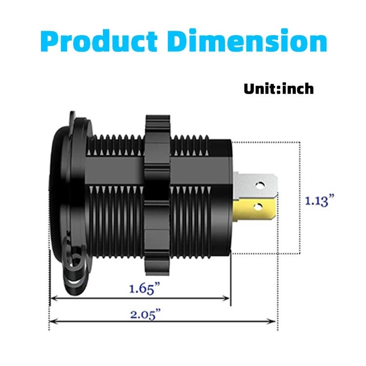 Bluejw 36W QC 3.0 Dual USB Car Charger Socket with Touch Switch, 12V/24V Fast Charger for Truck, Motorcycle, Marine, Boat - Automobile Chargers - Image 2